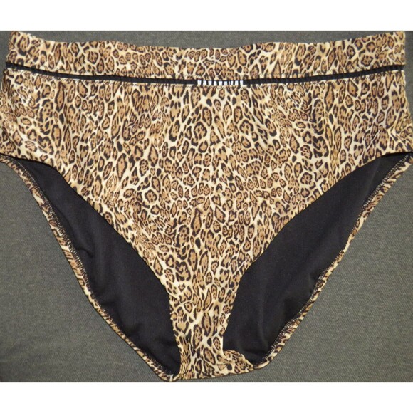 Bar III Cheetah Print High Rise Cut Out Detail Bikini Swim Bottoms Size XL - Picture 8 of 8